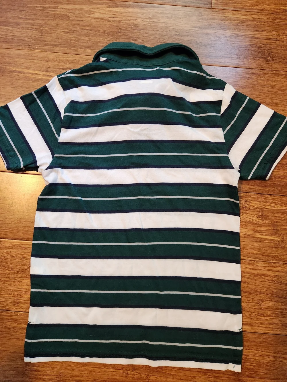 The Children's Place Boys Green & White Striped Polo Shirt Kids, Size Small 5/6